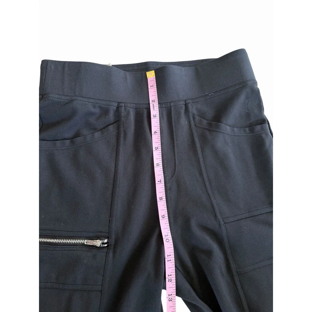 Halara Womens Medium Black High Waisted Pocket Zipper Darted Slim Pants Moto